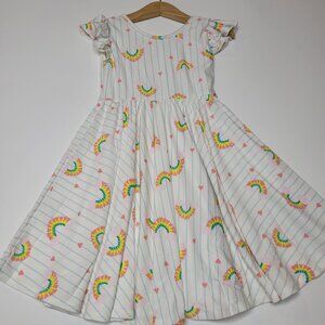 DotDotSmile Size 3/4t Empire Dress - NWT White with Rainbows Print